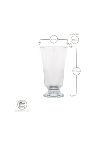 6x Şeffaf 150ml Troya Cam Ayaklı Bardaklar - Bulaşık Makinesinde Yıkanabilir Mutfak Su Kokteyl Suyu Cin Şarap Visk Çok Renkli