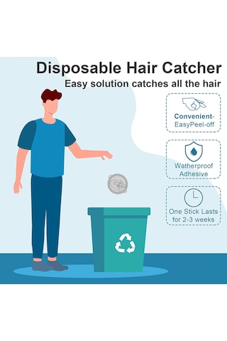 Singree Banyo Lavabo Tıkanıklığını Önleyen Tek Kullanımlık Saç Filitresi 50 Adet - 9cm Su Geçirgen Yaprak Desenli Beyaz