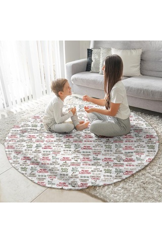 Noel Desenli 47 İnç Yuvarlak Flanel Battaniye, Yetişkin Ve Çocuk İçin, Yumuşak, Rahat Ve Hafif Noel Bayram Metni