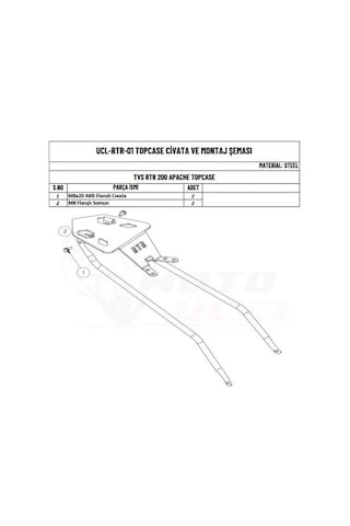 Moto Üçel Tvs Apache Rtr 200 Uyumlu Çanta Demiri