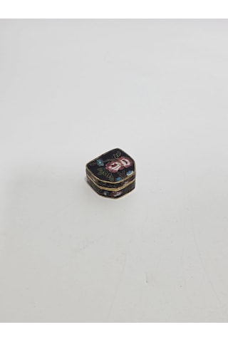 Antika Cloisonne Minyatür Kutu 3,8x3,5cm 087
