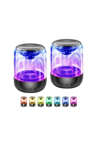 Suofeng C7 Taş Beyaz Bluetooth Hoparlör 5.0 - 7 Renkli Işık, Tws Stereo Ses, Taşınabilir, Usb Şarjlı, Dışarıda Kullanım