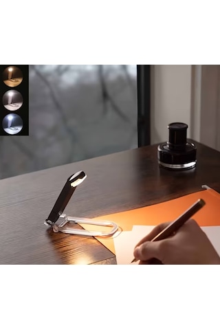 Siyah Renk Kitap Okuma Işığı 3 Farklı Işık Rengi 3 Kademe Işık Kitap Ayıracı Usb Şarjlı Çok Renkli