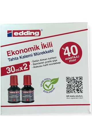 Edding Tahta Kalemi Mürekkebi 30ml 2'li Kırmızı Bt30 Diğer