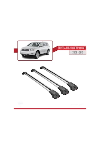 Toyota Highlander Xu40 2008-2013 Arası İle Uyumlu Ace-1 Ara Atkı Tavan Barı Gri 3 Adet Bar