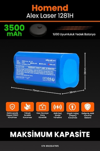 Homend Alex Laser 1281H 3500mAh Robot Süpürge Bataryası