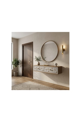 Da1207dbg Moka Dresuar Ve Antre Rafı Safirmeşe-beyaz-gold 120cm Safirmeşe - Beyaz - Altın