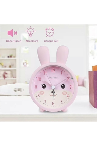 Kızlar İçin Tik Tak Sesi Çıkarmayan Çocuk Çalar Saat, Tavşan Çocuk Çalar Saat Sessiz Çalar Saat W Souv Diğer