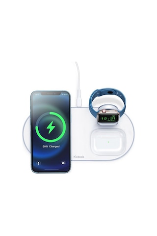Mcdodo CH-7060 3 İn1 Manyetik 15 W Kablosuz Hızlı Şarj Dock Stand Beyaz