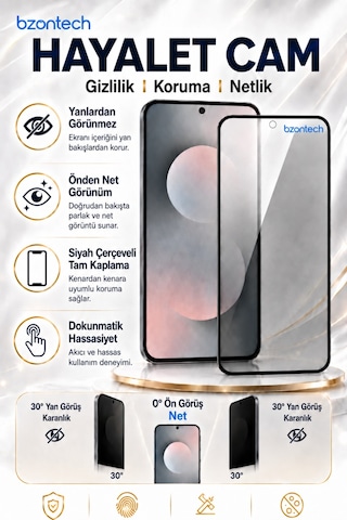 Samsung Galaxy S25 Fe Uyumlu Hayalet Ekran Koruyucu Gizli Privacy