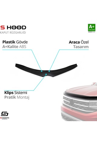 S-dizayn Toyota Uyumlu Auris Abs Plastik Kaput Rüzgarlığı 2013-2017 A+kalite