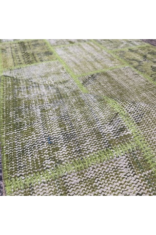 Hoom Rugs Antik Patchwork Yeşil El Dokuma Kilim Yeşil