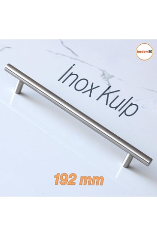 Lexroo 10 Adet Pürüzsüz İnox Metal Kulp 192 Mm Mobilya Mutfak Çekmece Dolap Dolabı Kulbu Kulpu Çok Renkli