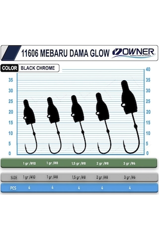 Owner Cultiva 11606 Mebaru Dama Glow Lrf Jighead 1gr No:10