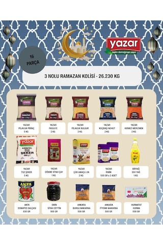 Yazar Ramazan Paketi 3 16 Parça 26,230 Kg