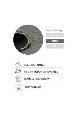 Oval Mabel Antrasit Yumuşak Tuşeli Halı 10 Farklı Renk Seçeneği Kaymaz Taban Yıkanabilir Modern