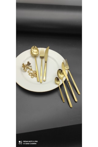 Lilyum 42 Parça Titanyum Gold Çatal  Kaşık Bıçak Seti