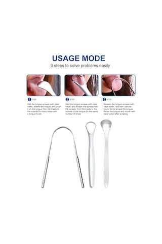 Moveevo Pas Kokusunu Önleyen 3'lü Paslanmaz Çelik Dil Kazıyıcı Seti - Ağız Hijyeni İçin