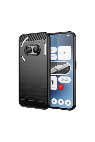 Microcase Nothingphone 2a Plus İle Uyumlu Brushed Carbon Fiber Silikon Kılıf - Siyah Al3332