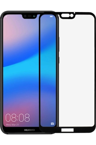 Huawei P20 Lite Uyumlu Siyah Seramik Nano Ekran Koruyucu Tam Kaplayan Kırılmaz Esnek Cam
