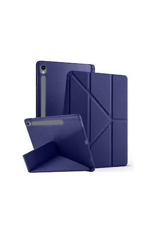 Samsung Galaxy Uyumlu Tab S10 Fe 11 Inc Sm-x520 Üçgen Katlanabilir Kalemlikli Yatay Dikey Standlı Kılıf Kapaklı Kılıf
