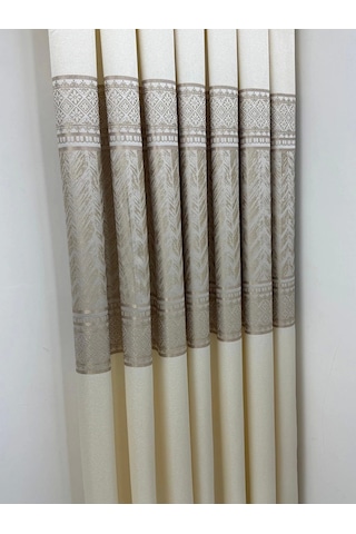 Nivemeshome Avşa Desen:632349 2004 Krem 1/3 Sık Pile Fon Perde Apm Krem