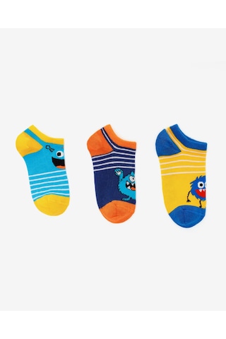 Skechers 3'lü Paket Funny Feet Bilekli Çorap Büyük Erkek Çocuk Sarı-mavi-lacivert Sk2520131-3474