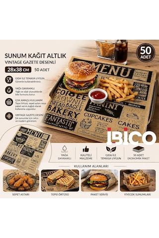 Ers 50pcs Sunum Kağıt Altlık 28x38cm