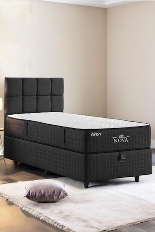 Nova Yatak 80x180 Tek Kişilik - 25 Cm Paket Yaylı Ortopedik, Orta Sert, Antrasit, Pamuklu Kumaş 80 X 180