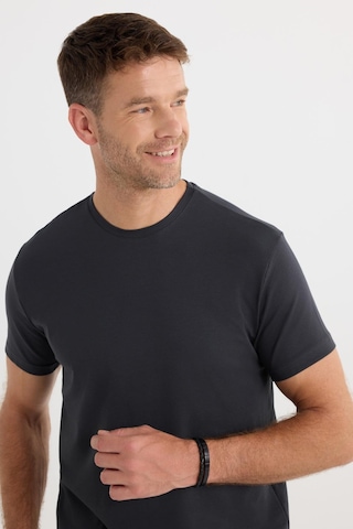 Tudors Erkek Slim Fit Dar Kesim Pamuklu Yumuşak Doku Likralı Esnek Kumaş Basic Gri Bisiklet Yaka Tişört-34945 Gri