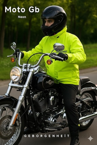 Geborgenheit Moto Gb Neon Motosiklet Yağmurluğu Cepli Astarlı Kapşonlu Su Geçirmez Alt Üst Takım Kadın Erkek