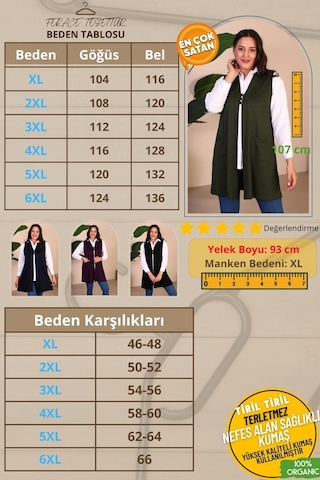 Ferace Tesettür Kadin Buyuk Beden Tesettur Yelek Düğmeli Ve Cepli Esnek Yelek 001