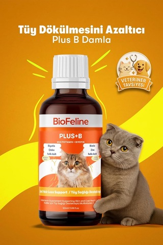 Kediler İçin Plus B Damla 50ml Ve Tüy Dökülmesini Engelleyici Biotinli Tüy Sağlığı Damlası