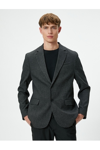 Koton Blazer Ceket Slim Fit Düğmeli Çift Cep Detaylı Mono Yaka Antrasit Desenli 4sam50001hw 4SAM50001HW9D3 Antrasit