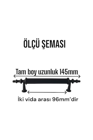 8 Adet Erciyes Kulp Siyah 96 Mm Kulp Mobilya Mutfak Dolabı Çekmece Dolap Kapak Kulpu Kulbu Metal Kulpları