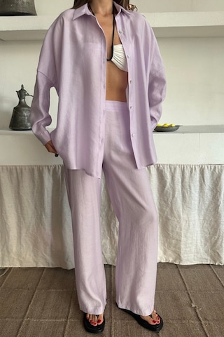 Gömlek - Pantolon Takım - Lila Lila