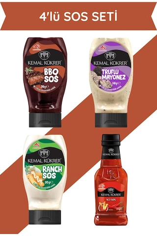 4'lü Sos Seti Barbekü Sos & Ranch Sos & Trüflü Mayonez & Acılı Biber Sos