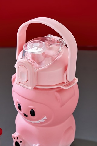 Labubu Suluk - 1000 Ml Taşınabilir Kulplu, Pipetli, Bpa Sız, Kilitli Ve Sızdırmaz Kapak - Pembe Pembe