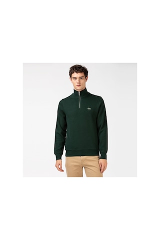 Lacoste Erkek Regular Fit Yarım Fermuarlı Koyu Yeşil Sweatshirt