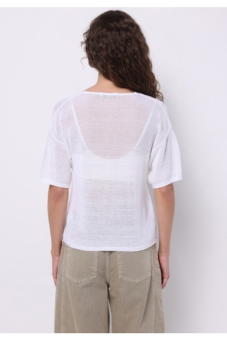 Colin's Colins Regular Fit V Yaka Çiçekli Kadın Beyaz Kısa Kol Kazak Cl1074364 Q1.v1 Wht Beyaz
