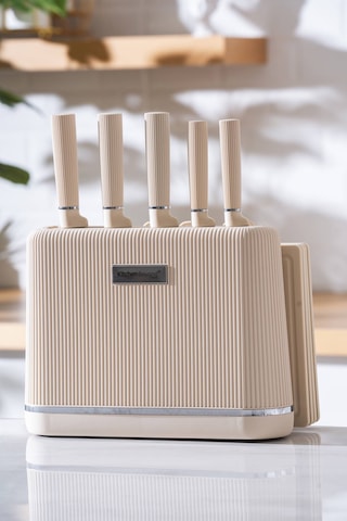 Cooper 10 Parça Standlı Kesme Tahtası Ve Bıçak Seti Krem