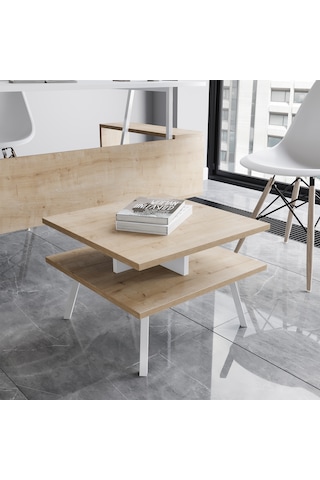 Lagomood İrony Ofis Sehpası Beyaz Meşe