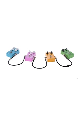 Suofeng 3'lü Set 30cm Uzunlukta 1/4" Sağ Açılı Gitar Efektör Kablosu - Siyah Pvc Kaplama