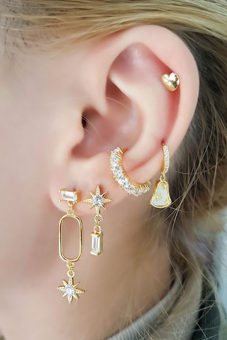 Tekli Kalpli Gümüş Piercing Küpe-6847