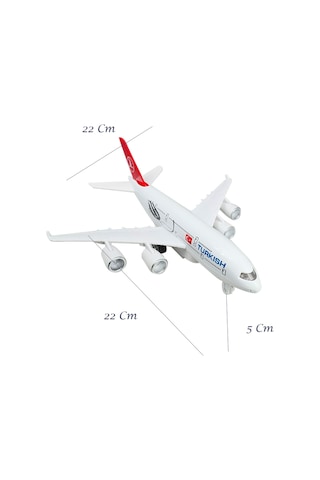 Airbus A380 Metal Yolcu Uçağı Çek Bırak Işıklı Sesli Metal Uçak Thy Turkish Yolcu Uçağı 22cm