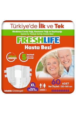 Freshlife 2'li Xlarge Bel Bantlı Yetişkin Hasta Bezi 30X2 (60 Adet)