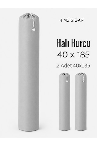 Beylini 40x185 Halı Hurcu 4m2 Lastikli Nefes Alabilir Kokmaz Tela Lastikli Halı Kılıfı Poşeti Ambalajı Taşınma Yastık Saklama Torbası Gri 2 Adet