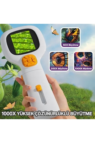 Jouis Mikroskop Seti 2'si 1 Arada Çocuklar İçin Dijital Ekranlı, 100x-1000x Yüksek Çözünürlüklü Taşınabilir
