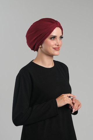 Hürrem Bone Bordo Pratik Hazır Geçmeli Tesettür Bone Sandy Pileli Salaş 2121 16 Bordo