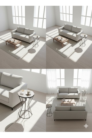 Geometrik Model Sehpa Mermer Desenli Gri Siyah 37x37x59 Cm Atlantik Çam